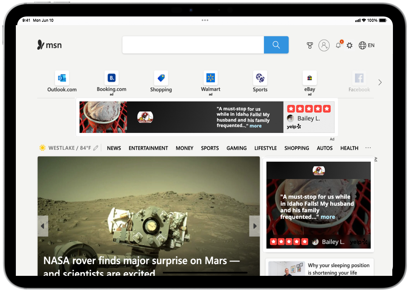 iPad Mockup Reed's Dairy Yelp